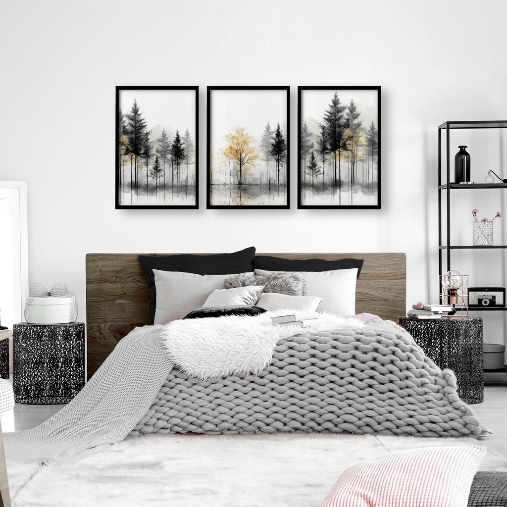 Landscape Canvas Wall Art | Set of 3 Asian Inspired Wall art Prints