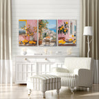 Large Canvas For Living Room | Set of 3 Italian Lifestyle Wall art Prints