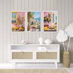 Large Canvas For Living Room | Set of 3 Italian Lifestyle Wall art Prints