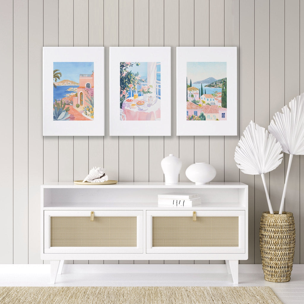 Large Canvas Pictures For Living Room | Set of 3 Beach Decor Wall art Prints