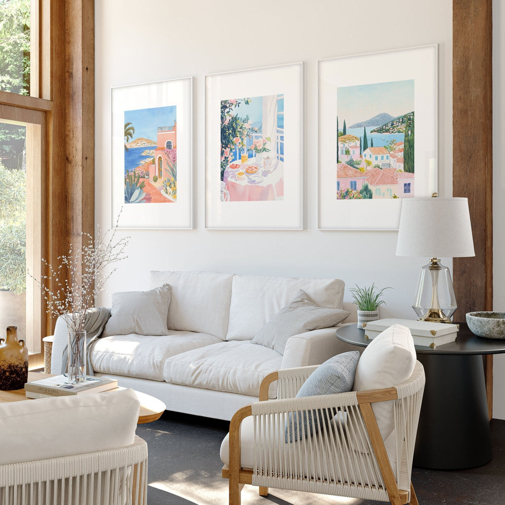 Large Canvas Pictures For Living Room | Set of 3 Beach Decor Wall art Prints