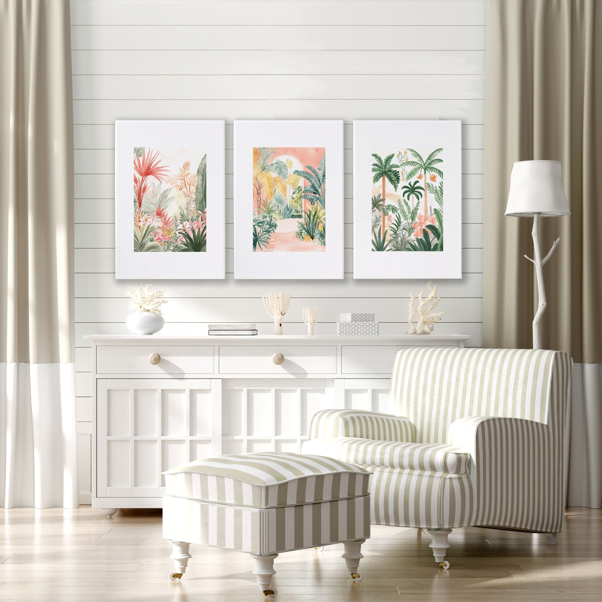 Large Canvas Wall Art For Living Room | Set of 3 Beach Decor Wall art Prints