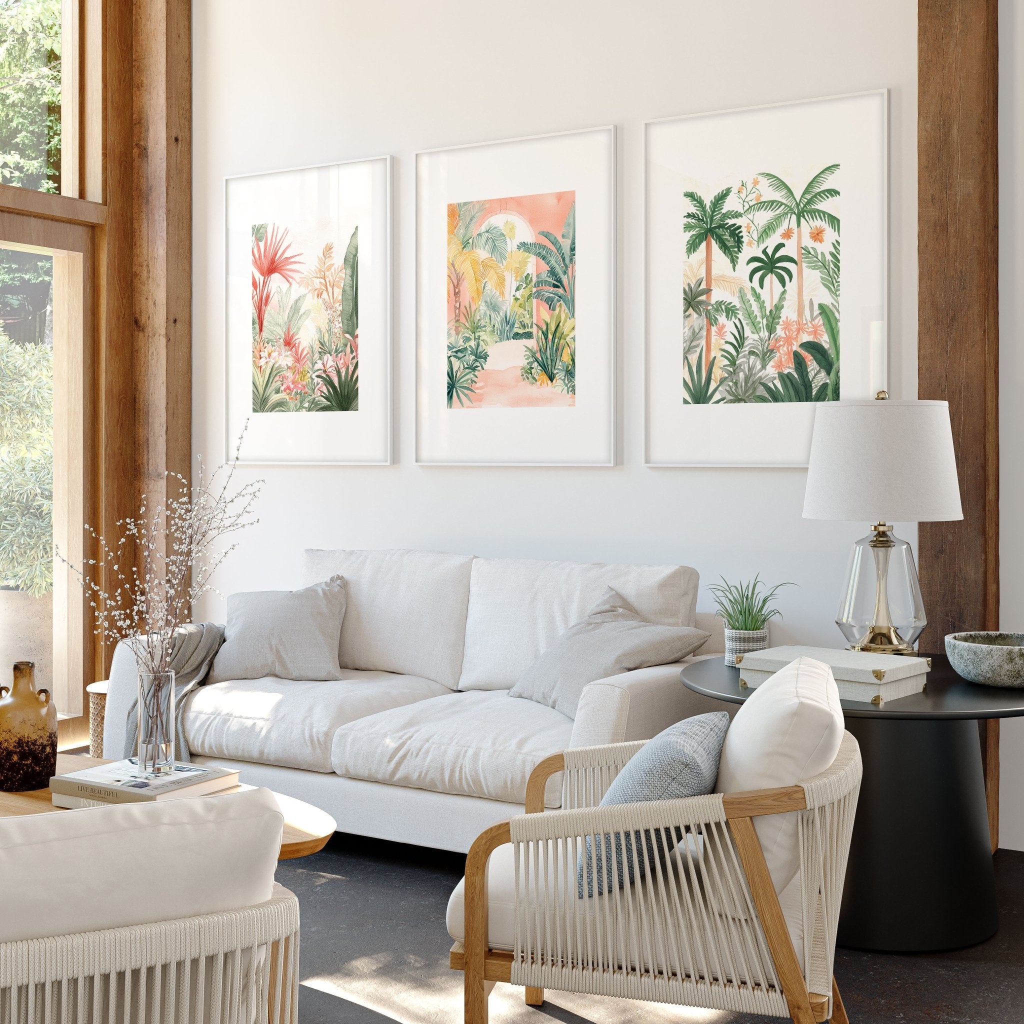 Large Canvas Wall Art For Living Room | Set of 3 Beach Decor Wall art Prints