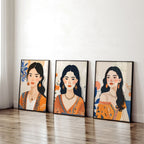 Large Framed Prints | Set of 3 Boho Women Wall art Prints