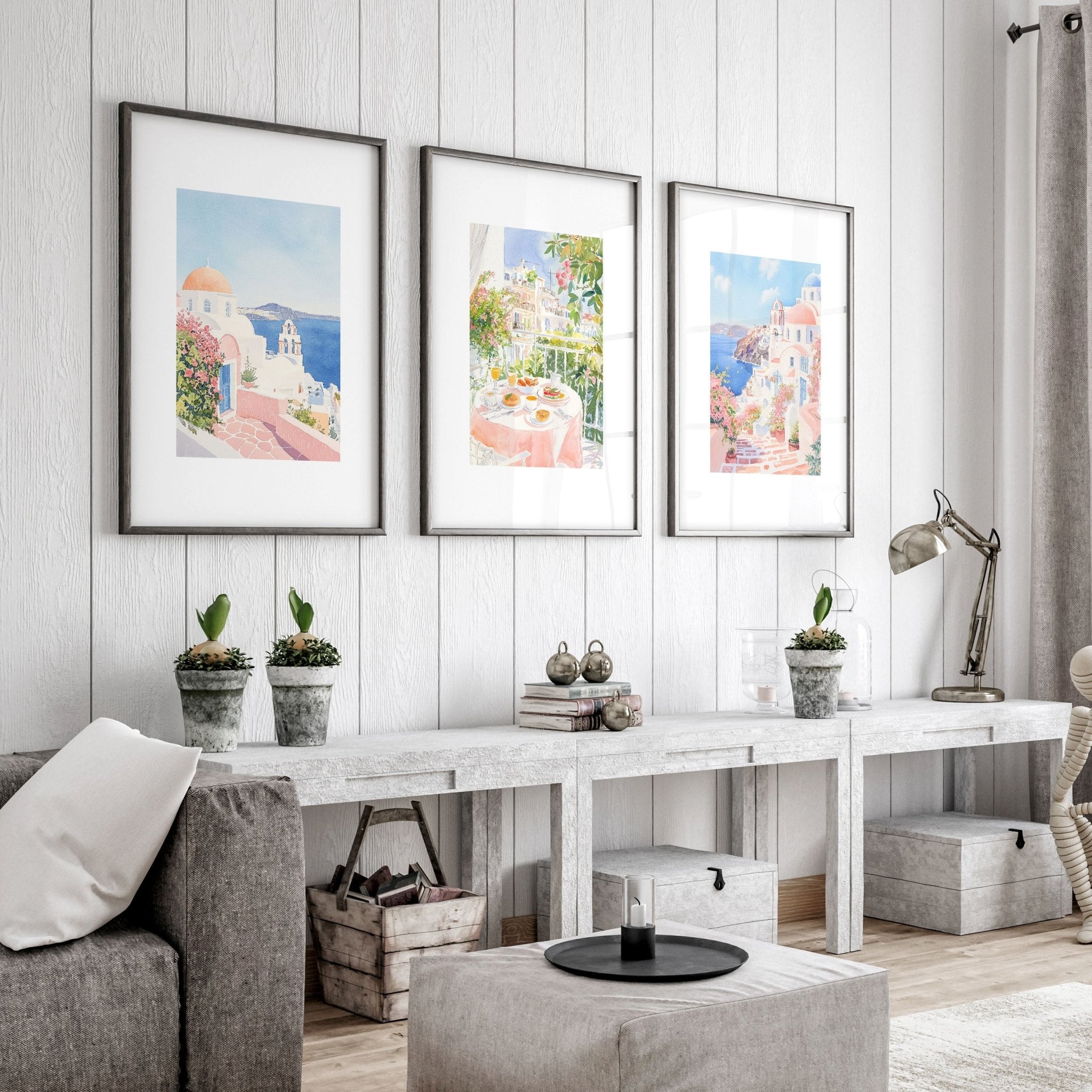 Large Living Room Canvas Art | Set of 3 Beach Decor Wall art Prints