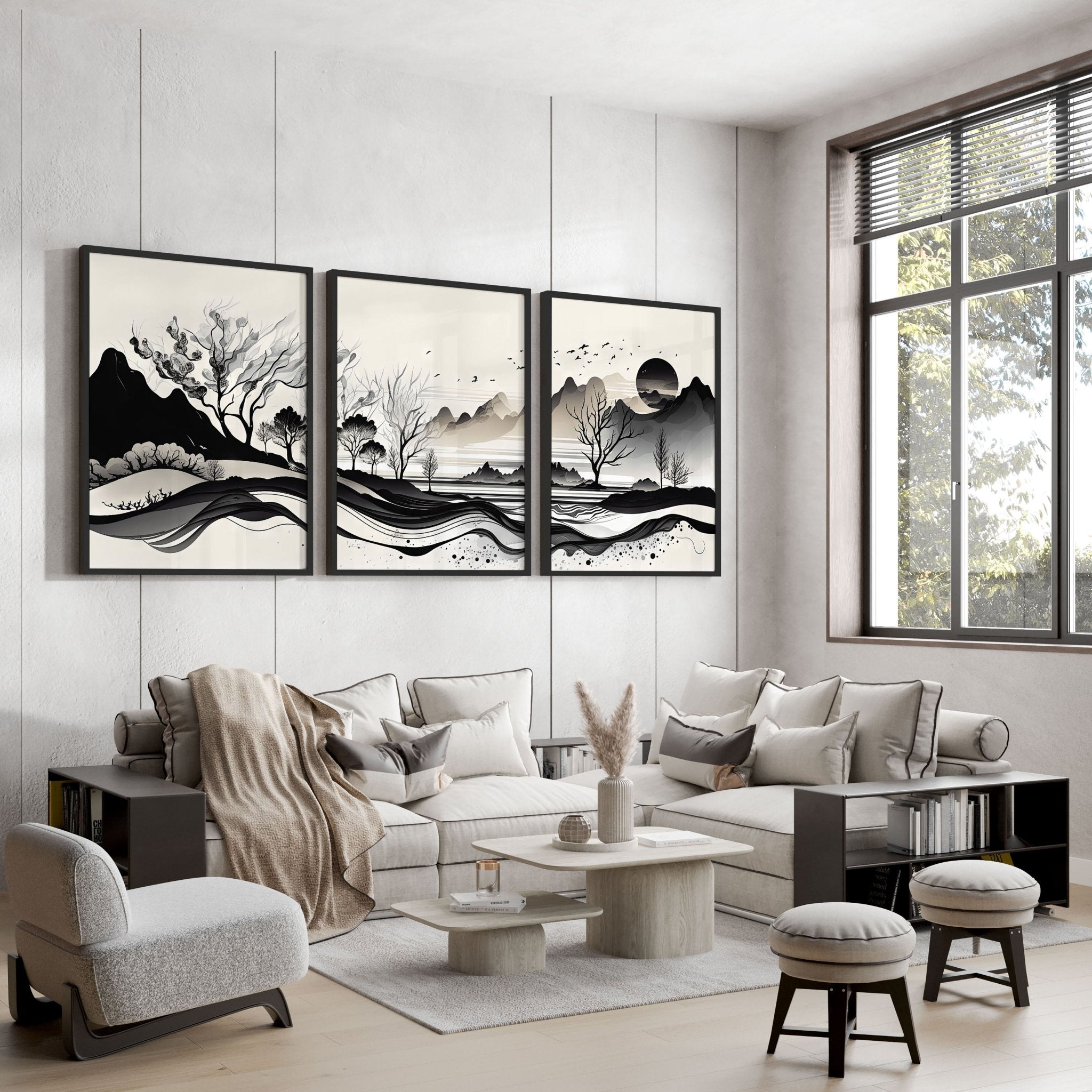 3 Large Pictures on Wall – Set of 3 Living Room Prints