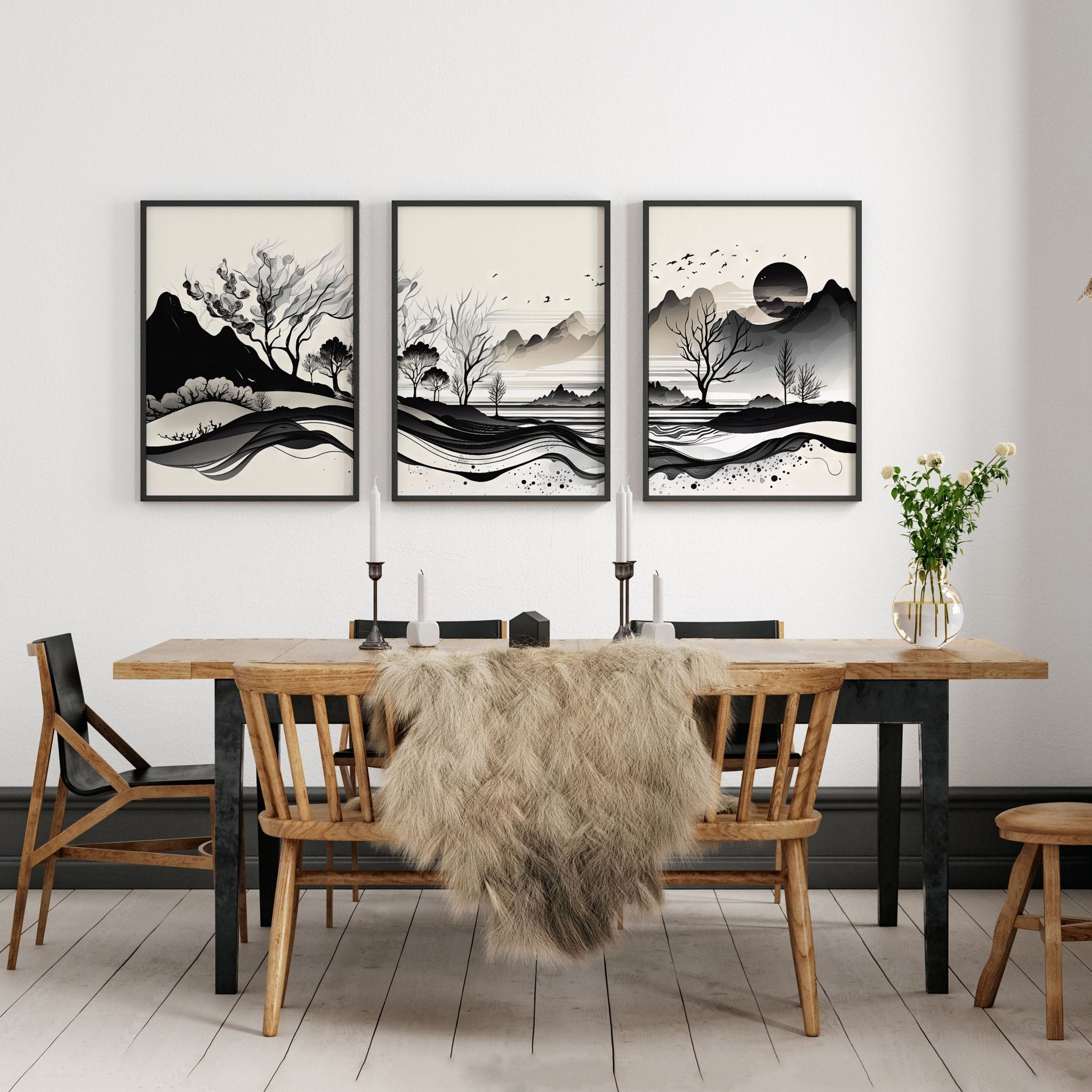 3 Large Pictures on Wall – Set of 3 Living Room Prints