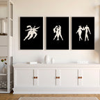 Large Paintings For Living Room | Set of 3 Boho Women Wall art Prints