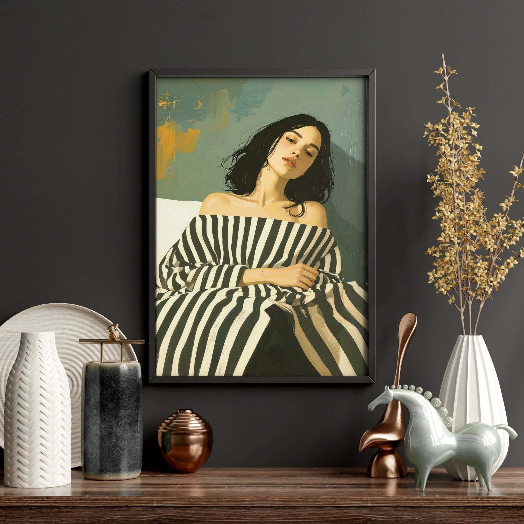 Large Picture Frames For Walls | Set of 3 Boho Women Wall art Prints