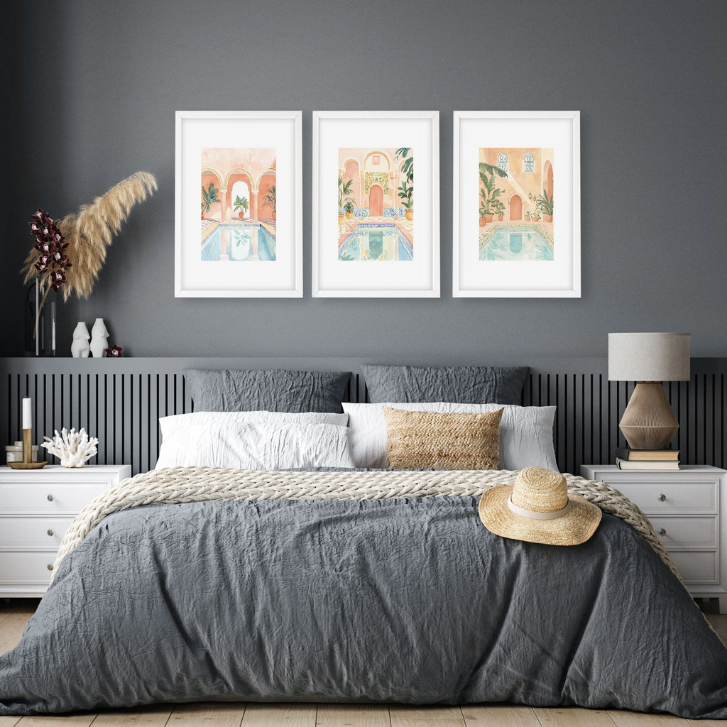 Large Wall Art Framed | Set of 3 Beach Decor Wall art Prints