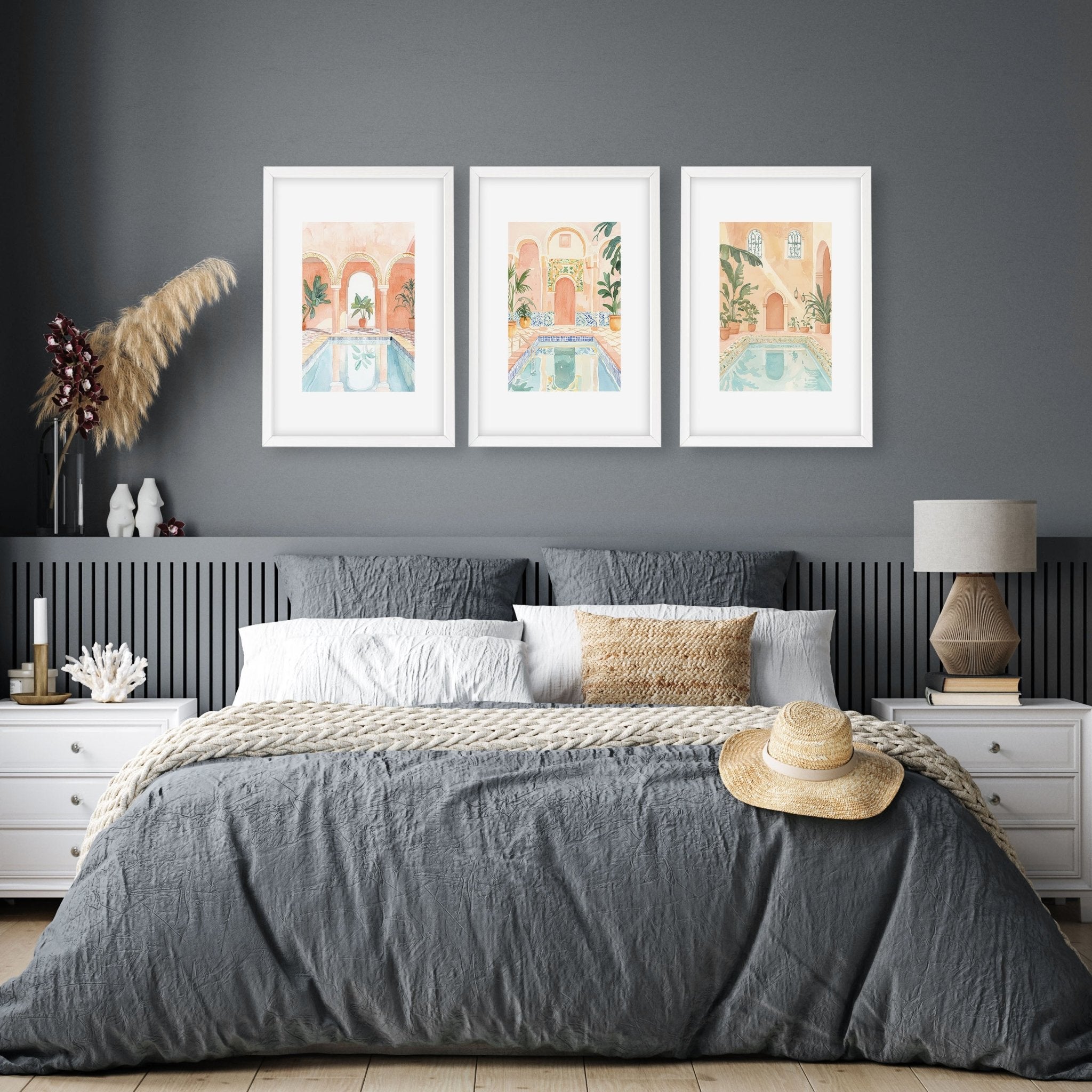 Large Wall Art Framed | Set of 3 Beach Decor Wall art Prints