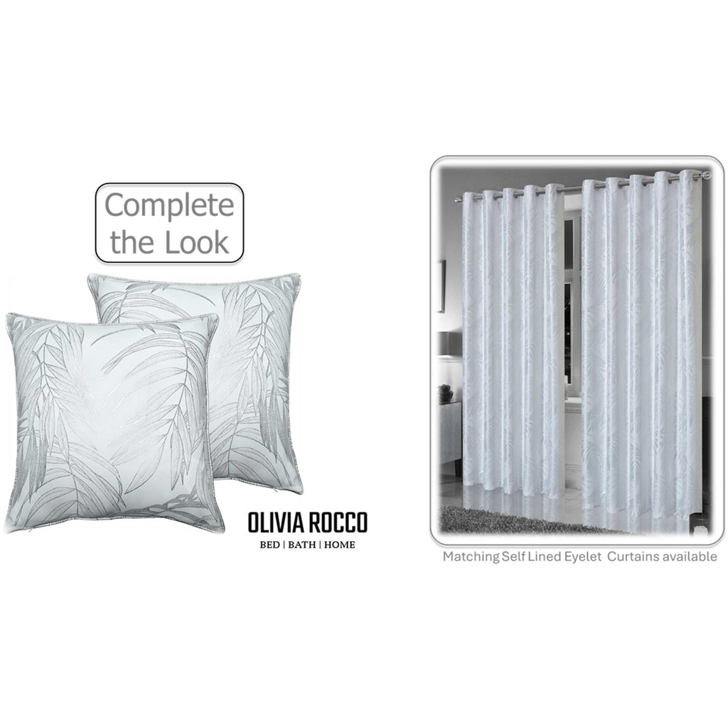 OLIVIA ROCCO Leaf Sparkle Set Of 2 Cushion Covers Leaf White Modern Decorative Throw Pillow Cases For Sofa And Bed Decor - Nest UK