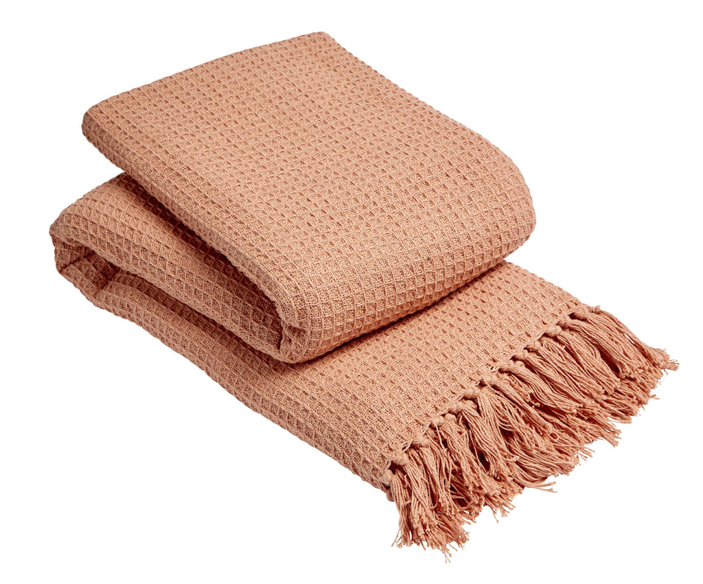OLIVIA ROCCO Lisbon Pure Indian Cotton Handwoven Honeycomb Throw Blanket Lightweight Soft Cover For Sofa Bed Or Living Room 10 Colours And Sizes