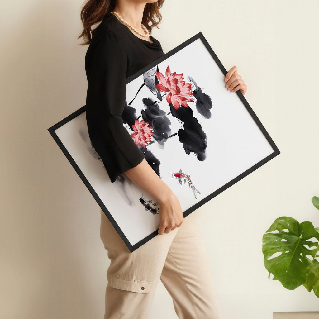 Living Room Canvas | Set of 3 Asian Inspired Wall art Prints