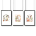 Living Room Paintings | Set of 3 Moroccan Inspired Wall art Prints