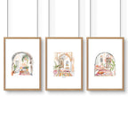 Living Room Paintings | Set of 3 Moroccan Inspired Wall art Prints