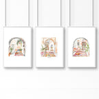 Living Room Paintings | Set of 3 Moroccan Inspired Wall art Prints