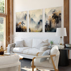 Living Room Wall Decor Modern | Set of 3 Asian Inspired Wall art Prints