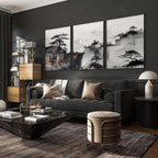 Living Room Wall Decoration | Set of 3 Asian Inspired Wall art Prints