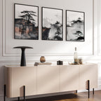 Living Room Wall Decoration | Set of 3 Asian Inspired Wall art Prints