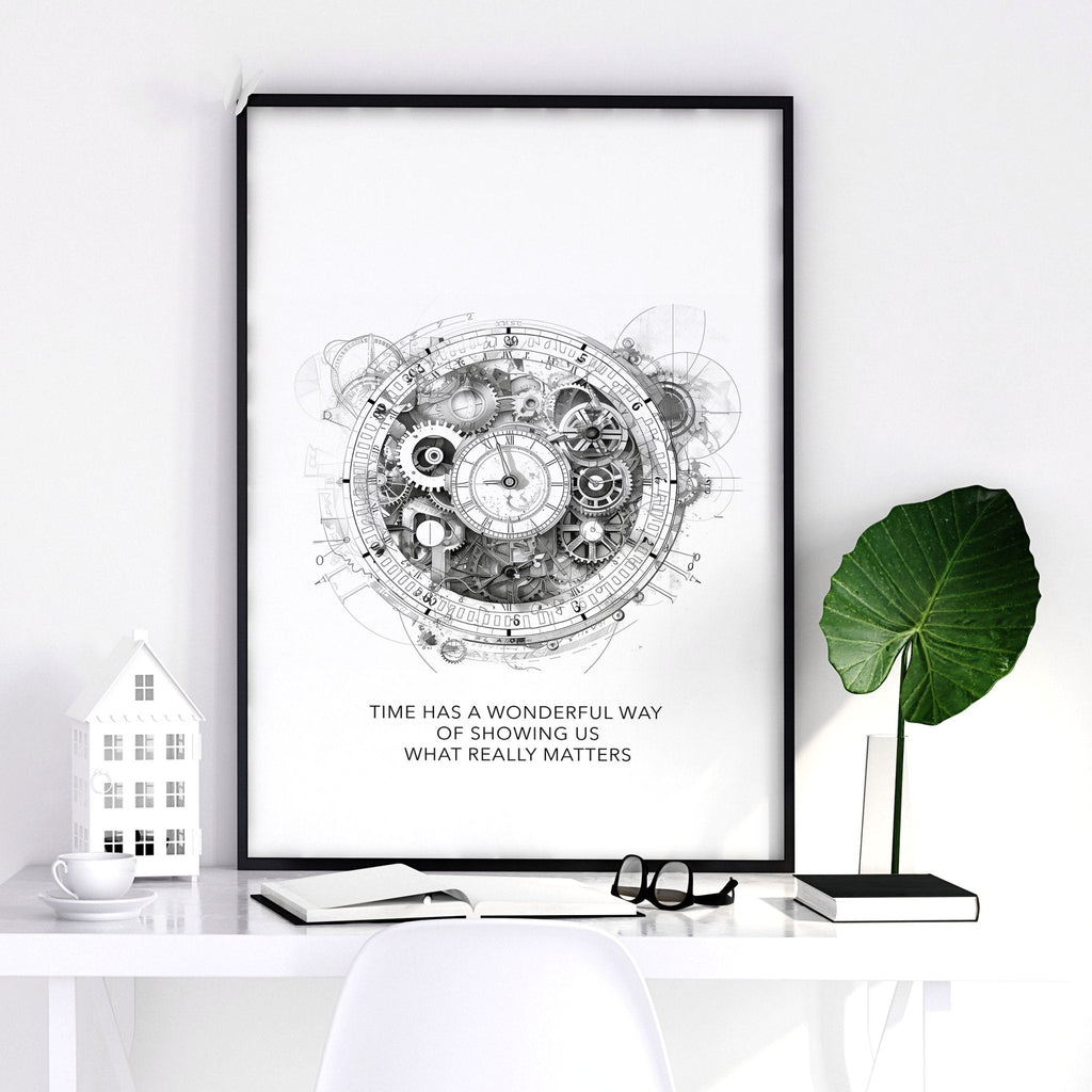 Male Office Decor | Set of 3 Abstract Clocks Wall art Prints