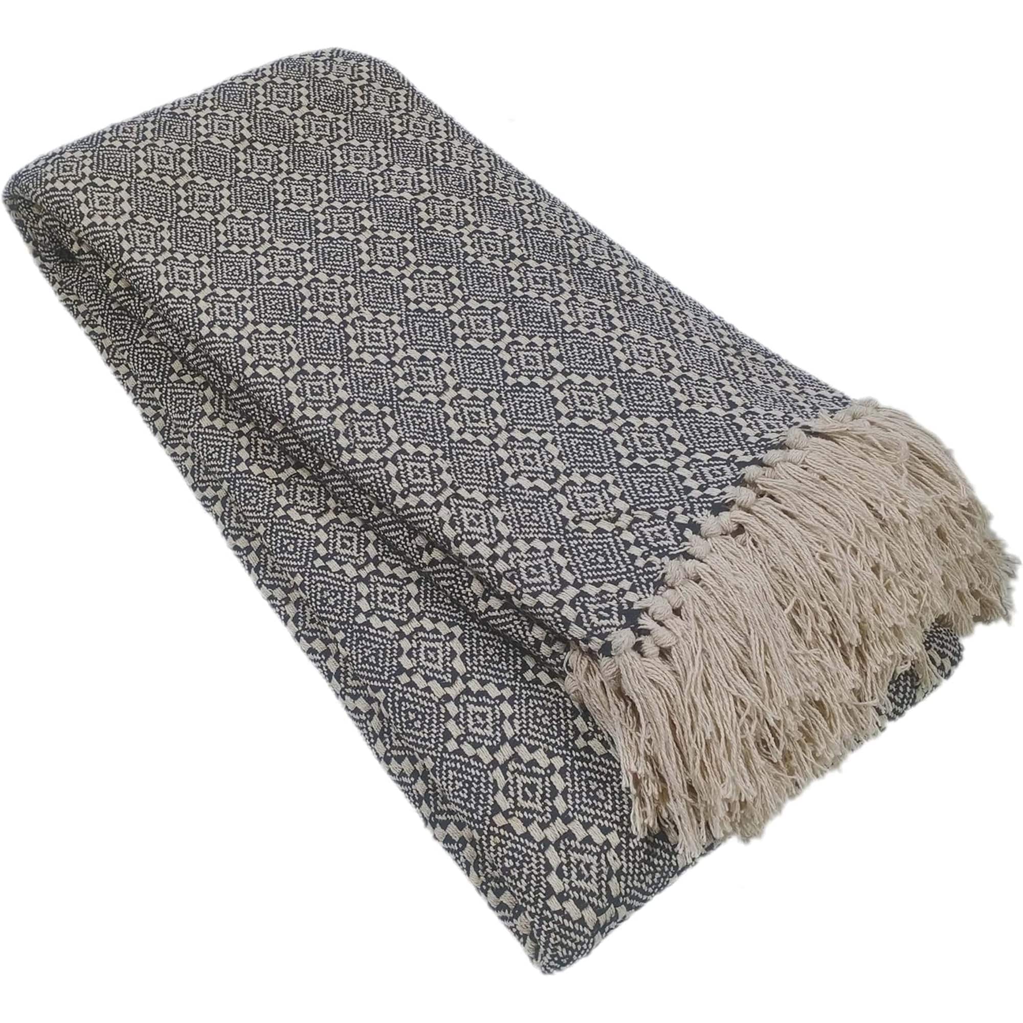 OLIVIA ROCCO Cotton Throw Super Soft Lightweight Eco Friendly Recycled Cotton For Sofa Bed Chair Calming Colours Home Decor - Nest UK