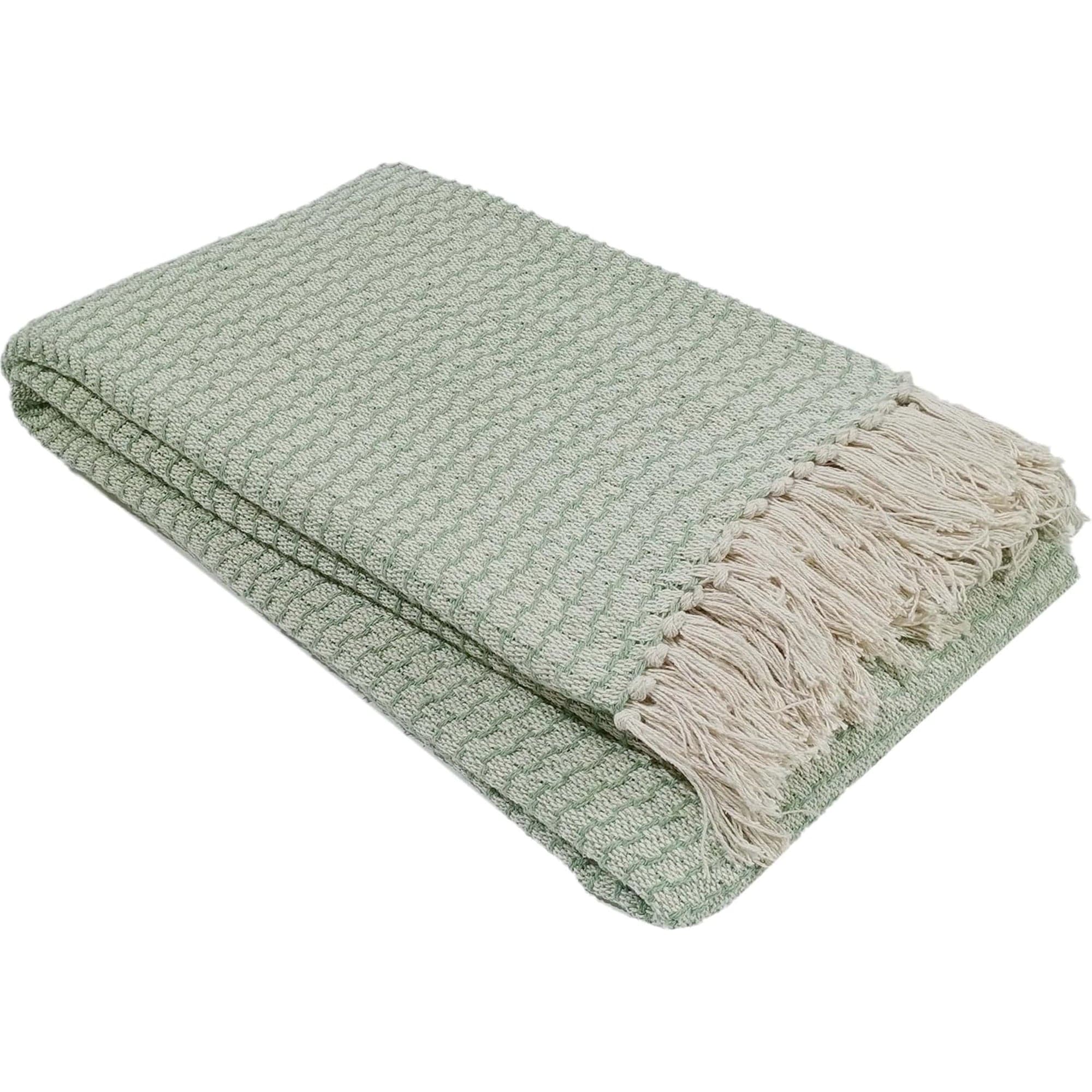 OLIVIA ROCCO Cotton Throw Super Soft Lightweight Eco Friendly Recycled Cotton For Sofa Bed Chair Calming Colours Home Decor - Nest UK