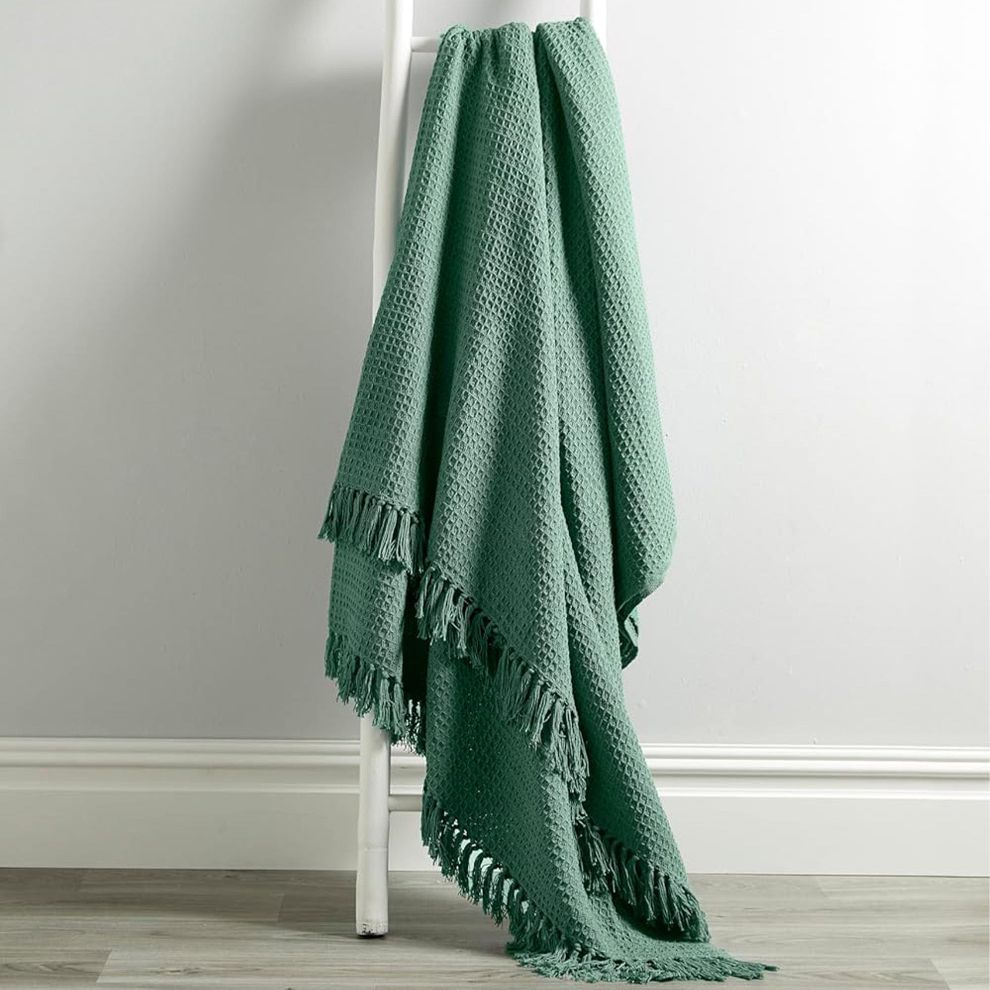 OLIVIA ROCCO Cotton Throw Super Soft Lightweight Eco Friendly Recycled Cotton For Sofa Bed Chair Calming Colours Home Decor - Nest UK