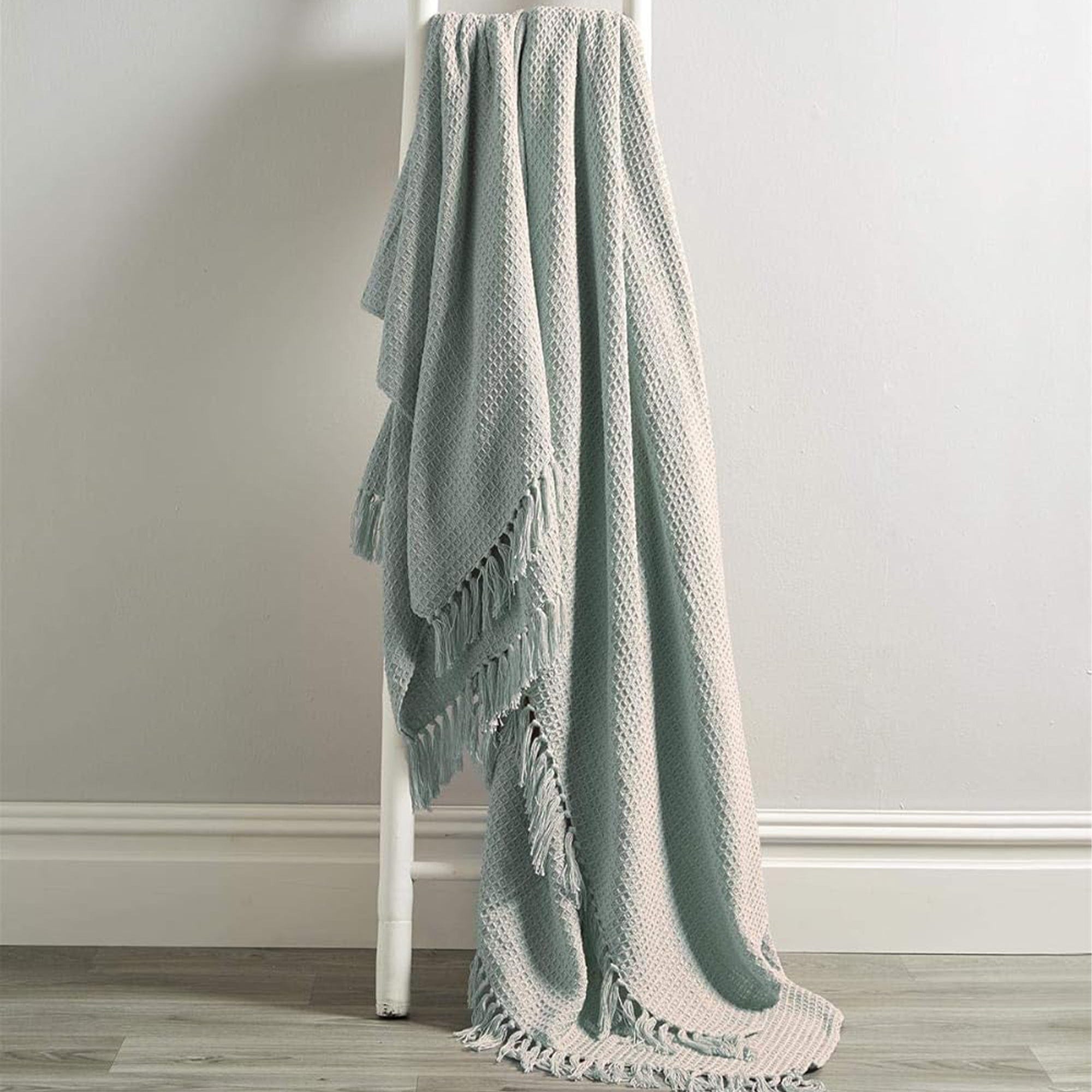 OLIVIA ROCCO Cotton Throw Super Soft Lightweight Eco Friendly Recycled Cotton For Sofa Bed Chair Calming Colours Home Decor - Nest UK