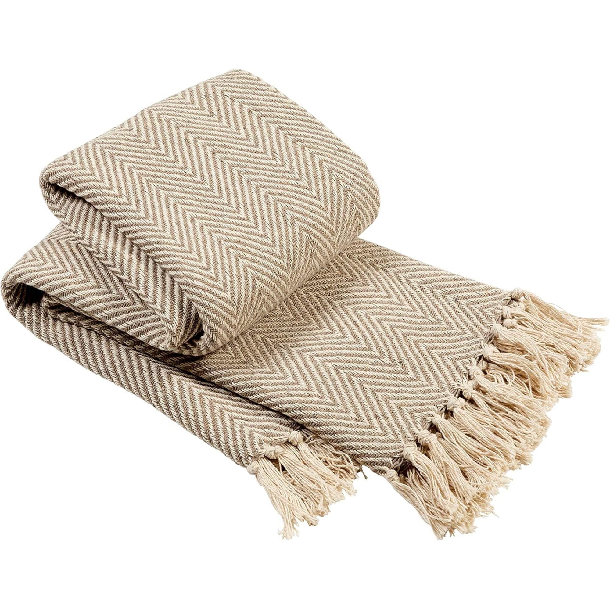 OLIVIA ROCCO Cotton Throw Super Soft Lightweight Eco Friendly Recycled Cotton For Sofa Bed Chair Calming Colours Home Decor - Nest UK