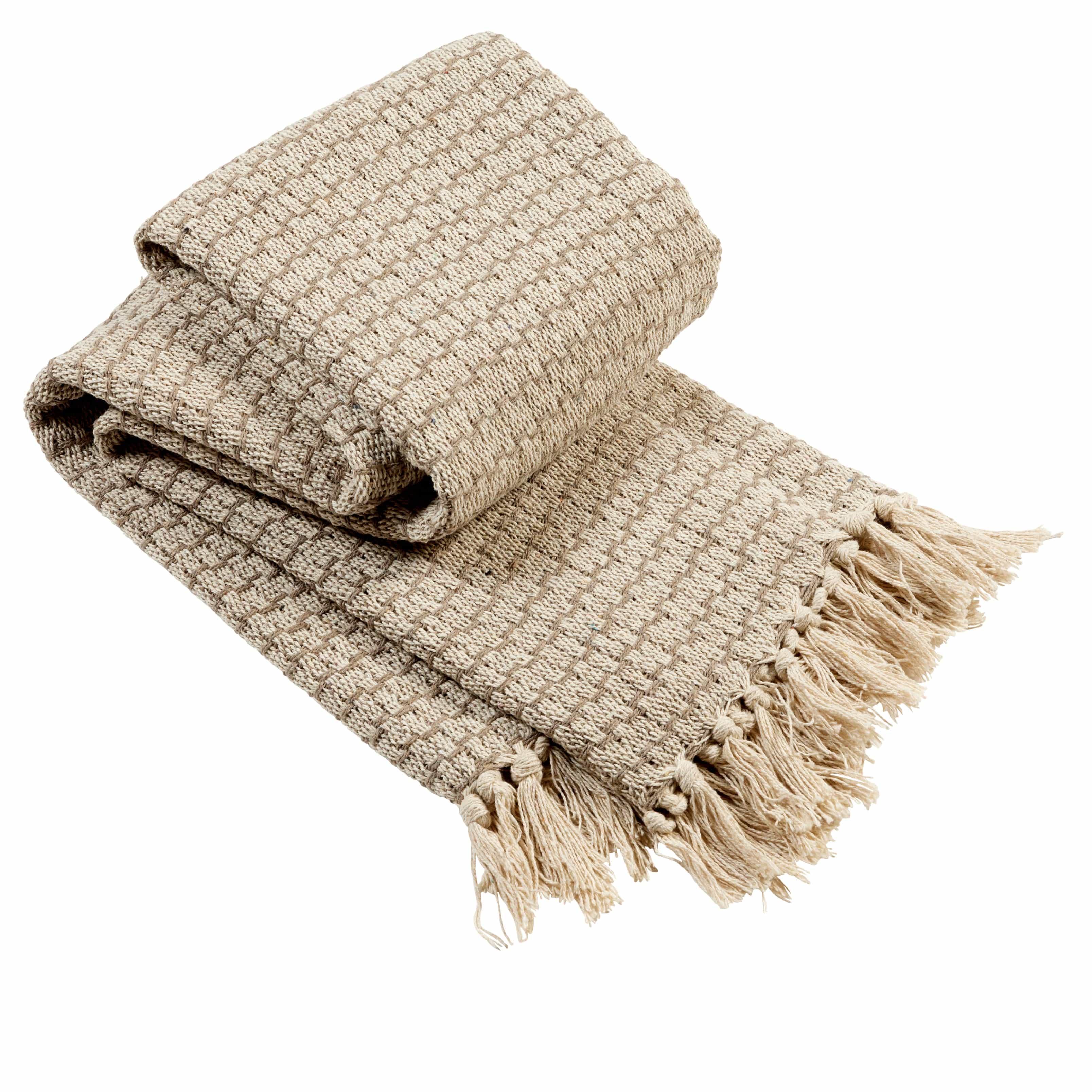OLIVIA ROCCO Cotton Throw Super Soft Lightweight Eco Friendly Recycled Cotton For Sofa Bed Chair Calming Colours Home Decor - Nest UK