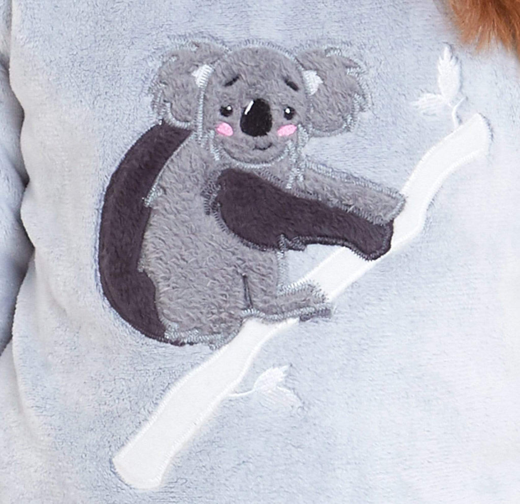 OLIVIA ROCCO Matching Mother Daughter Koala Bear Hooded Pyjama Set Plush Fleece Flannel Loungewear For Women And Girls Cozy Family Nightwear