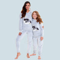 OLIVIA ROCCO Matching Mother Daughter Raccoon Fleece Hooded Pyjama Set With Sherpa Lining And Embroidered Design For Family Bonding