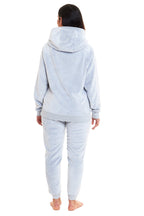 OLIVIA ROCCO Matching Mother Daughter Raccoon Fleece Hooded Pyjama Set With Sherpa Lining And Embroidered Design For Family Bonding