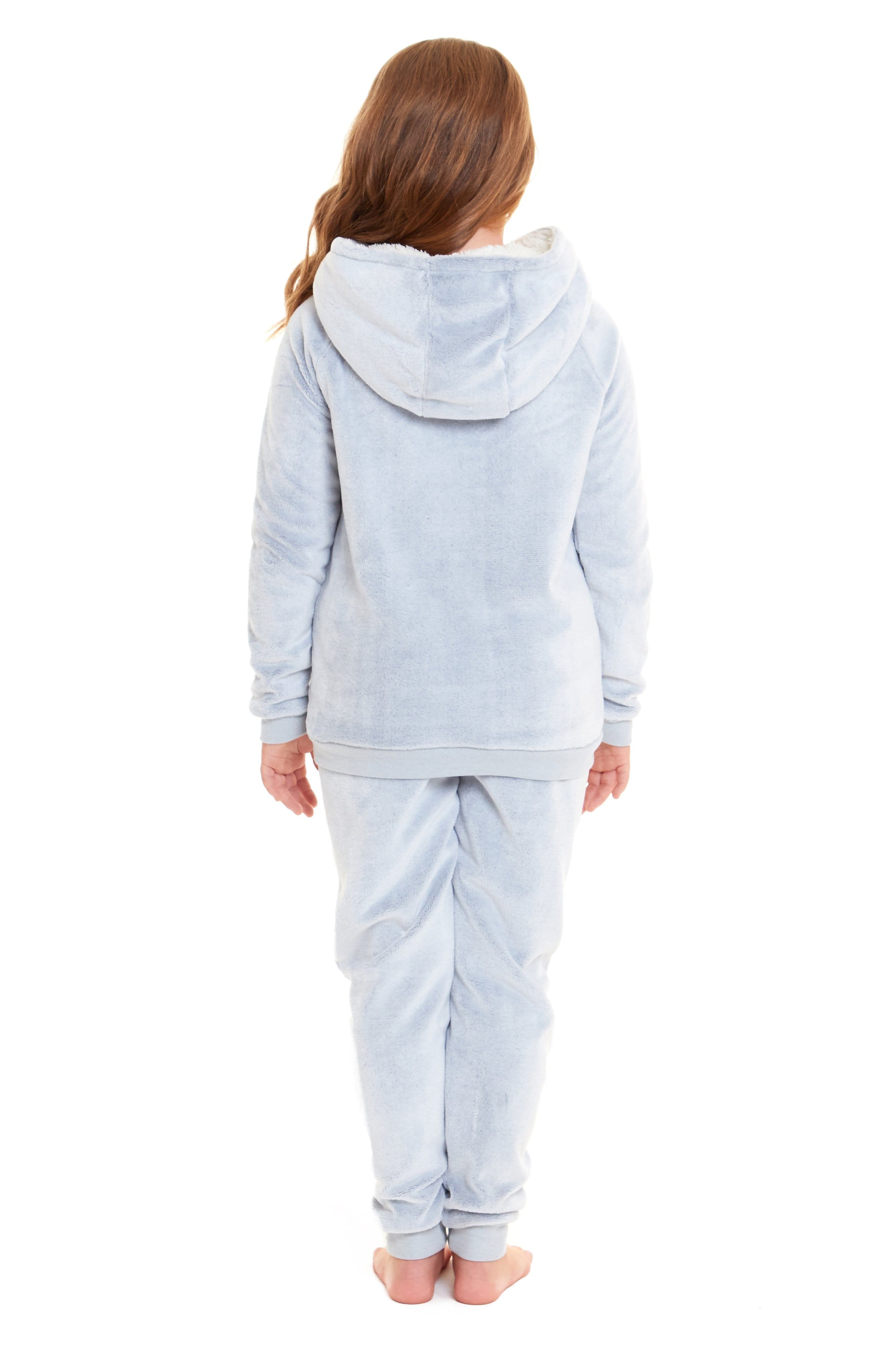 OLIVIA ROCCO Matching Mother Daughter Raccoon Fleece Hooded Pyjama Set With Sherpa Lining And Embroidered Design For Family Bonding