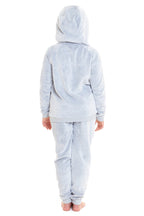OLIVIA ROCCO Matching Mother Daughter Raccoon Fleece Hooded Pyjama Set With Sherpa Lining And Embroidered Design For Family Bonding