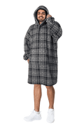 OLIVIA ROCCO Mens Hooded Oversized Blanket Giant Hoodie With Sherpa Lining Grey Stars Pocket Ultra Soft Plush Flannel Exterior
