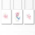 Mermaid Decorations Bedroom | Set of 3 wall art prints