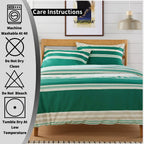 OLIVIA ROCCO Duvet Cover Set Miami Stripes Reversible Hypoallergenic Cotton Blend Grey And Natural Green Multiple Sizes