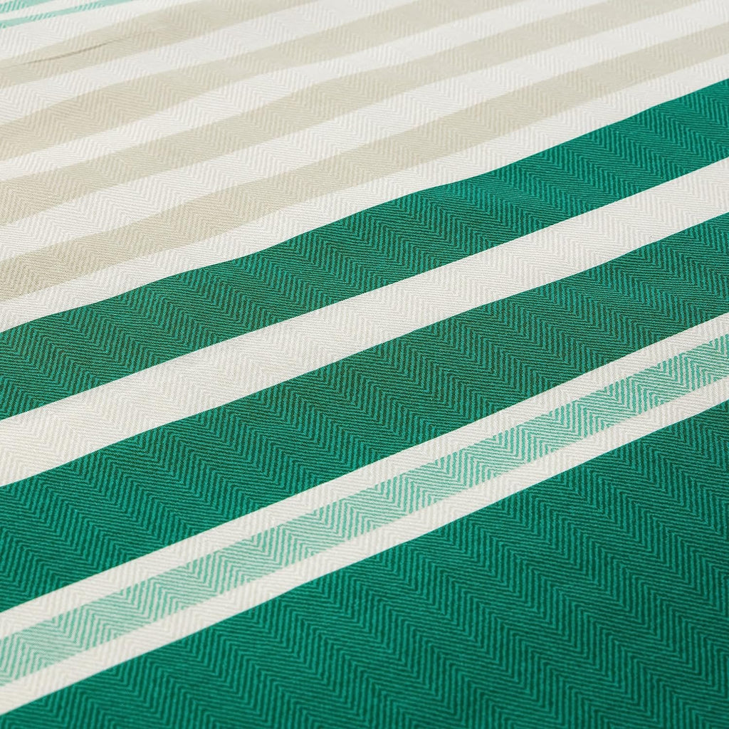 OLIVIA ROCCO Duvet Cover Set Miami Stripes Reversible Hypoallergenic Cotton Blend Grey And Natural Green Multiple Sizes