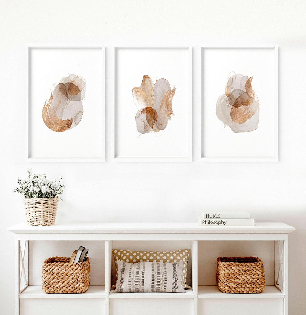 Set of 3 wall art Mid century modern style