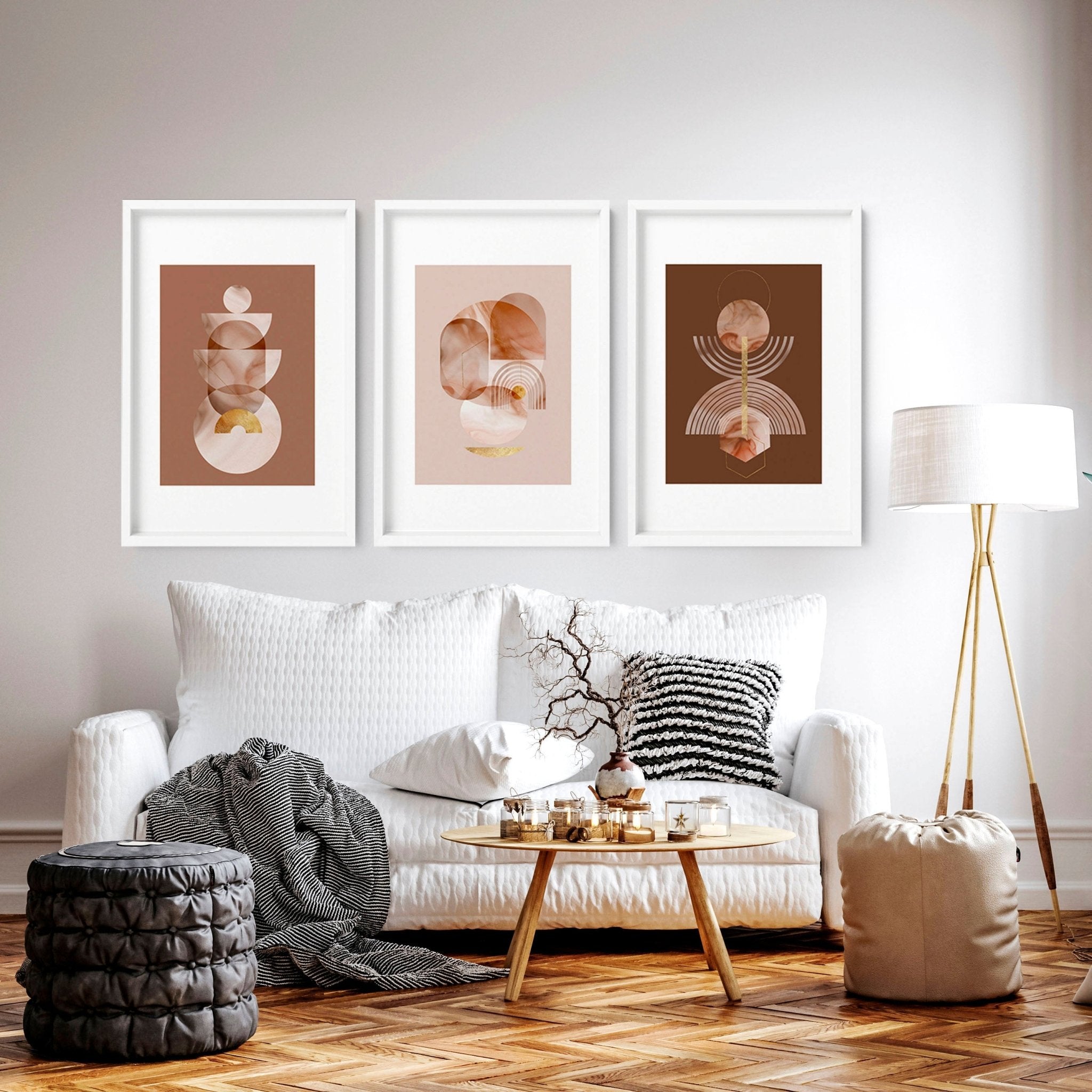 Mid century modern artwork | set of 3 framed wall art prints
