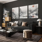 Modern Living Room Art | Set of 3 Asian Inspired Wall art Prints