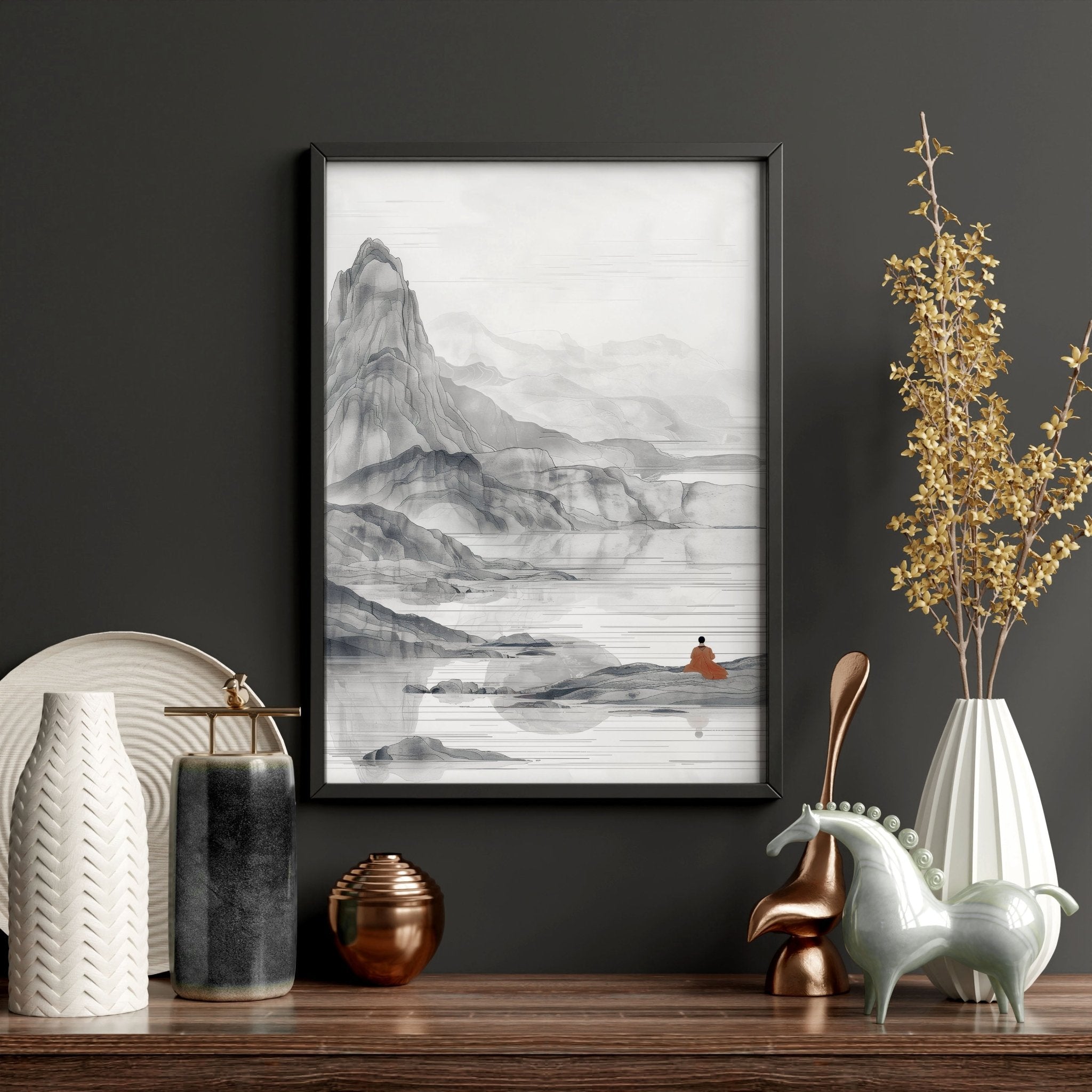 Modern Living Room Art | Set of 3 Asian Inspired Wall art Prints