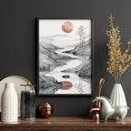 Modern Living Room Art | Set of 3 Asian Inspired Wall art Prints