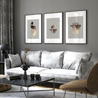 Framed large wall art | set of 3 Modern mid century wall art