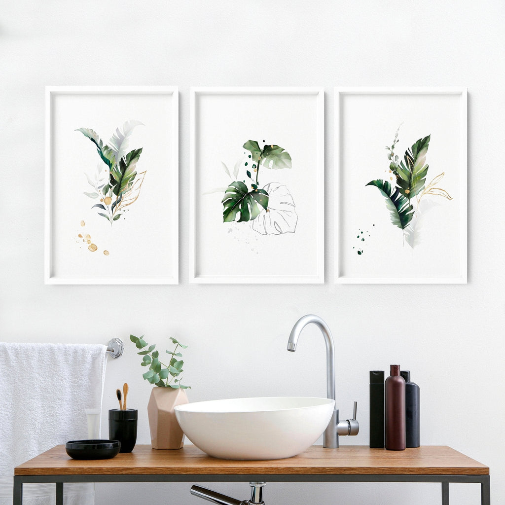 pictures for bathrooms wall - set of 3 wall art