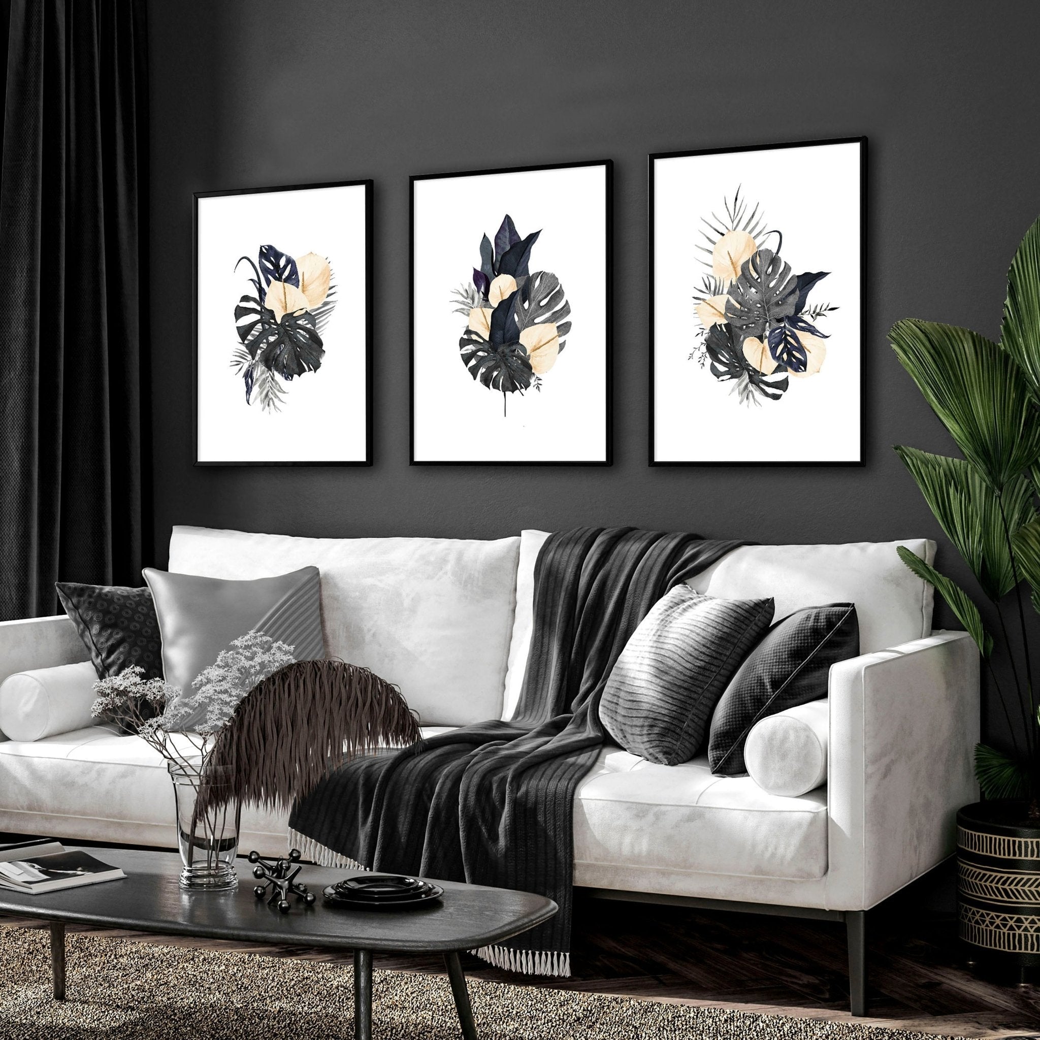 Tropical wall mural | set of 3 wall art prints