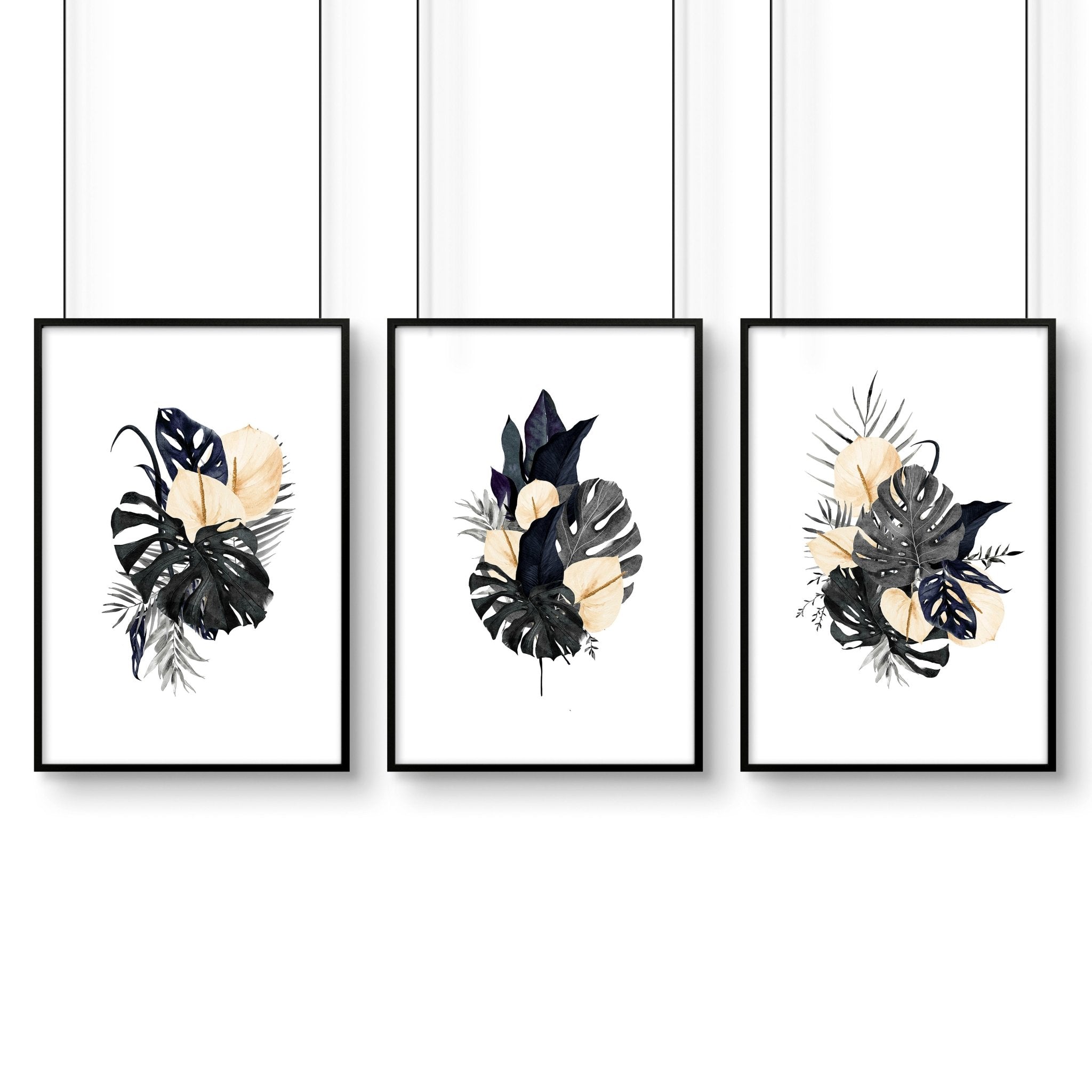 Tropical wall mural | set of 3 wall art prints