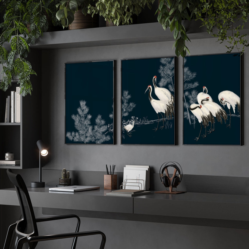 Modern Wall Art Large | Set of 3 Asian Inspired Wall art Prints